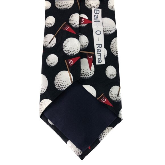 Beans McGee 100% Silk Mens Golf Themed Multicolor Tie Necktie Ball-O-Rama - Picture 3 of 6
